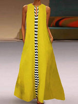 Loose Printed Split-Joint Sleeveless Maxi Dress