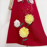 DR516Y Colorful 3D Floral Swing Suspender Long Summer Dress