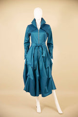 Stretch Dupioni Sculptural Zip Pleats Dress - F23011