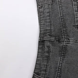 SK024 Summer Chic: High-Waist Plaid-Denim Skirt