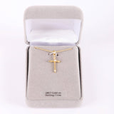 Necklace Cross Stone Gold Over SS 16-18" Gold Plated Brass C