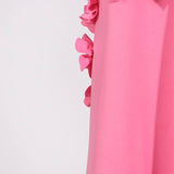 DR0206Y Chic Collar Sleeveless Dress with 3D Flowers