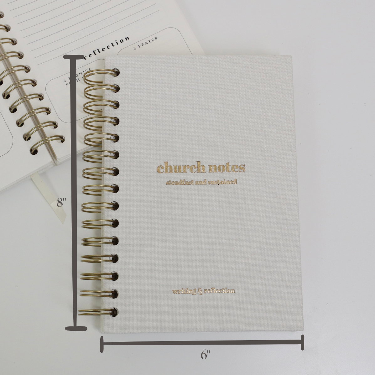 Church Notes Journal- White Spiral Linen- Christian Notebook