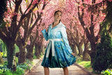 Printed Dupioni Bubble Coat Dress Fully Lined Zipper - 11665