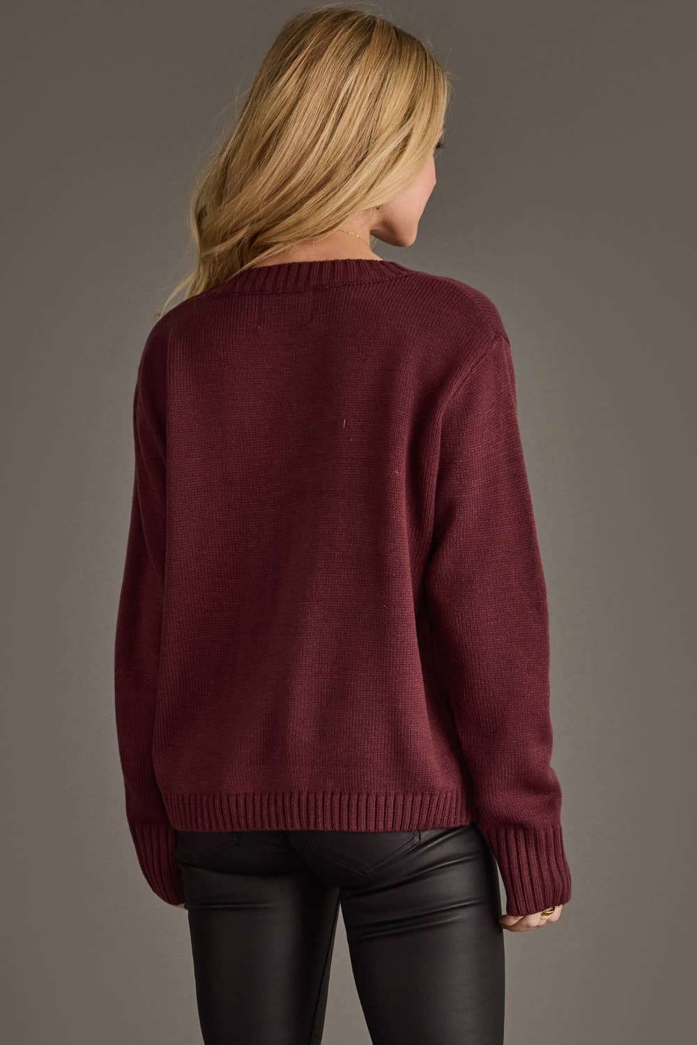 Burgundy & Ivory Wine Season Sweater