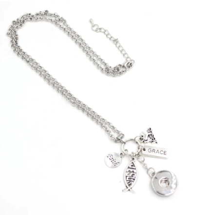 Snap Jewelry Necklace - w/ 18mm Snap Base - Christian-Jesus