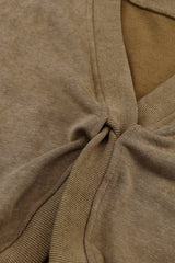 Khaki Exposed Seam Twist Open Back Oversized Sweatshirt: Khaki / L / 80%Polyester+20%Cotton