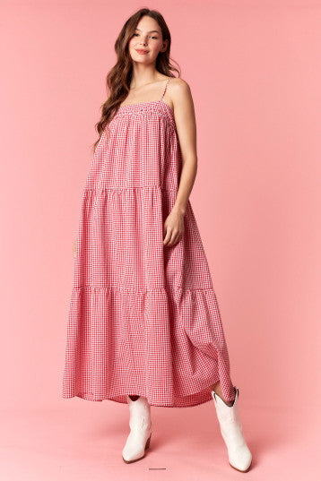 ID201061-01 Gingham Tiered Dress