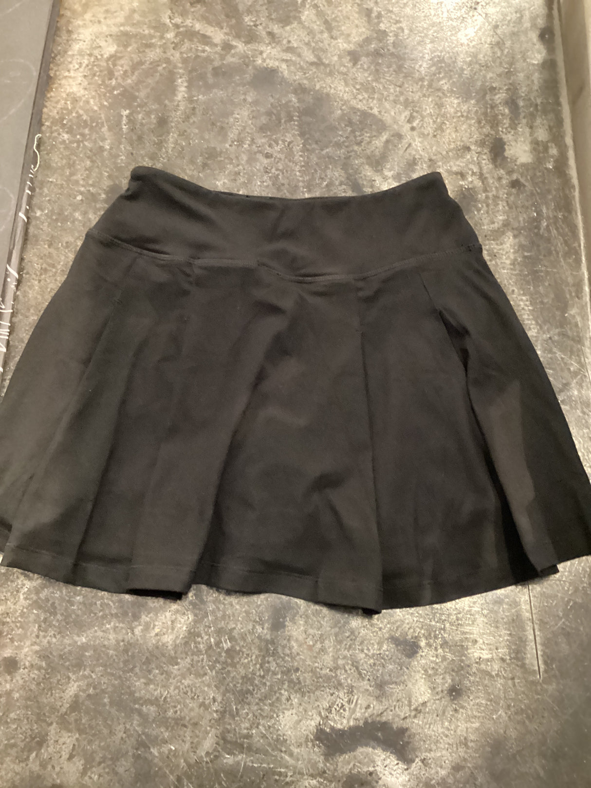 SS7008 Butter Yoga Fabric High Waist Black Pleat Skort