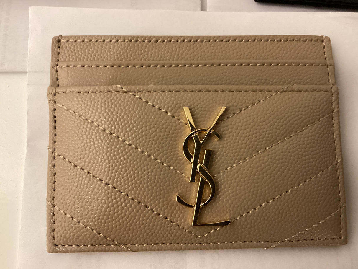 2136 YSL Cassandra Cardholder-Beige