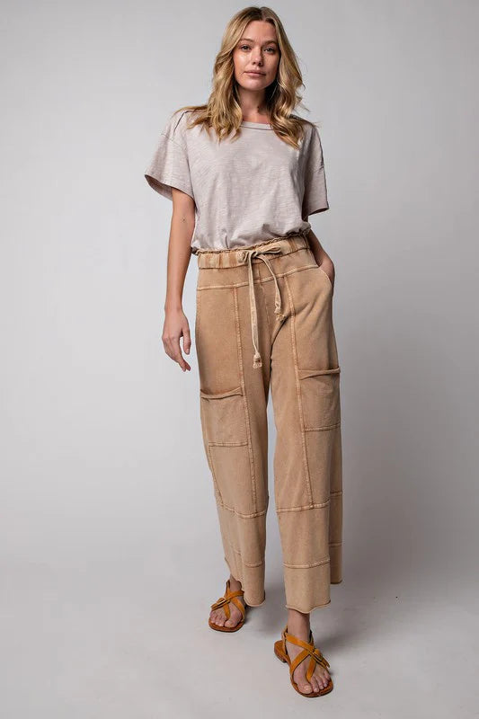 EB41308 MINERAL WASHED TERRY KNIT PANTS