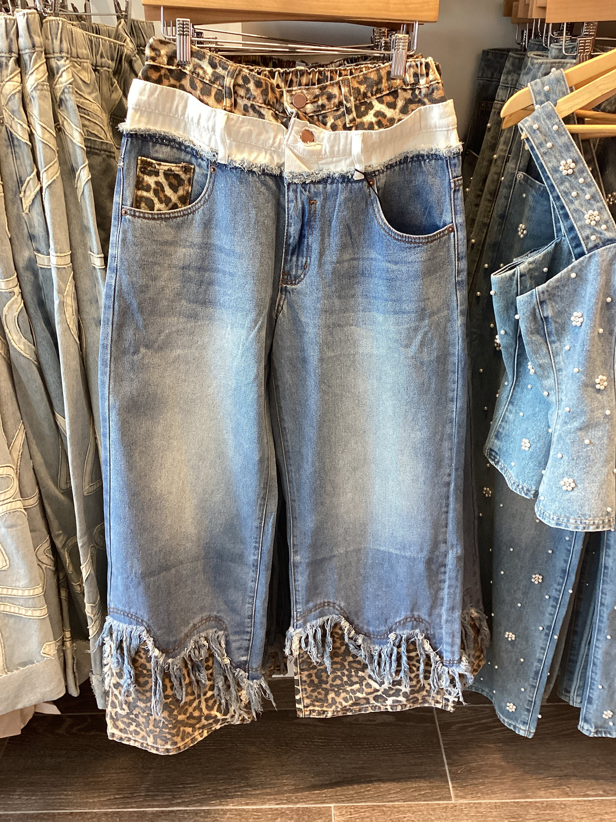 JP0876 Washed Double Waisted Jeans