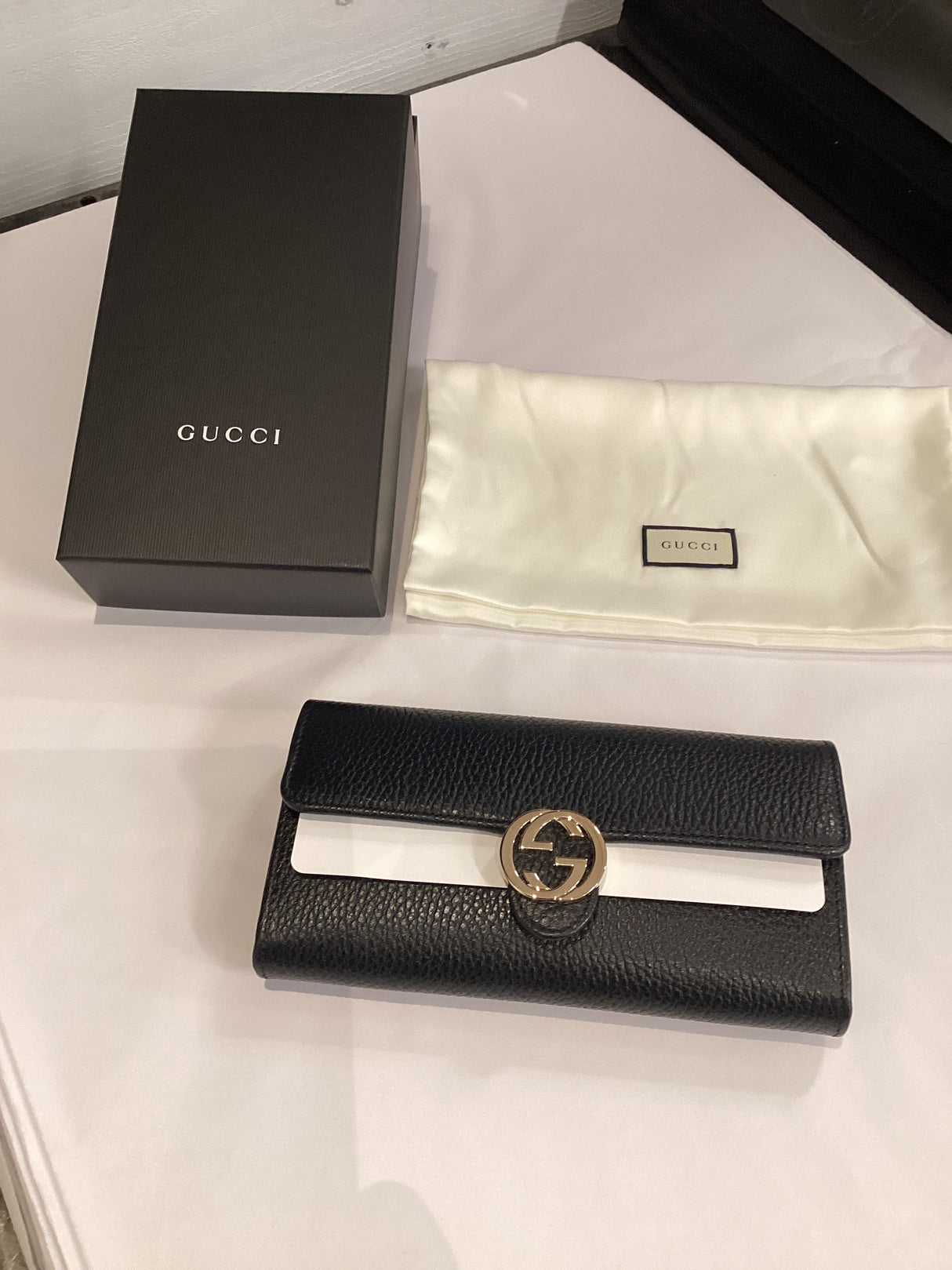 Gucci Brand New Black Icon Leather Gucci Wallet