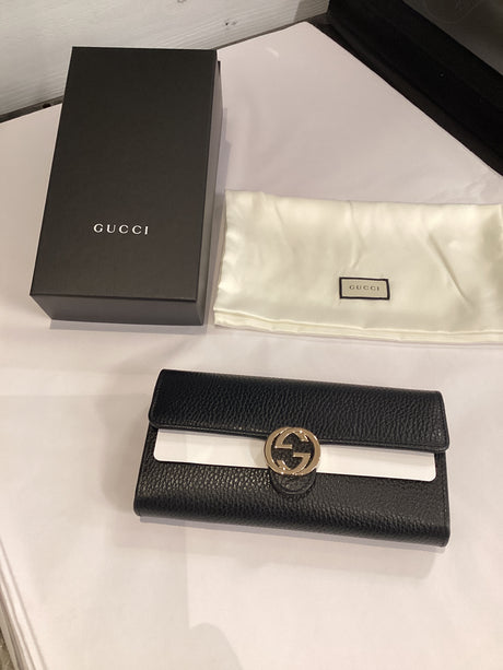 Gucci Brand New Black Icon Leather Gucci Wallet