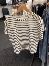 T4386 Black/White Striped Top