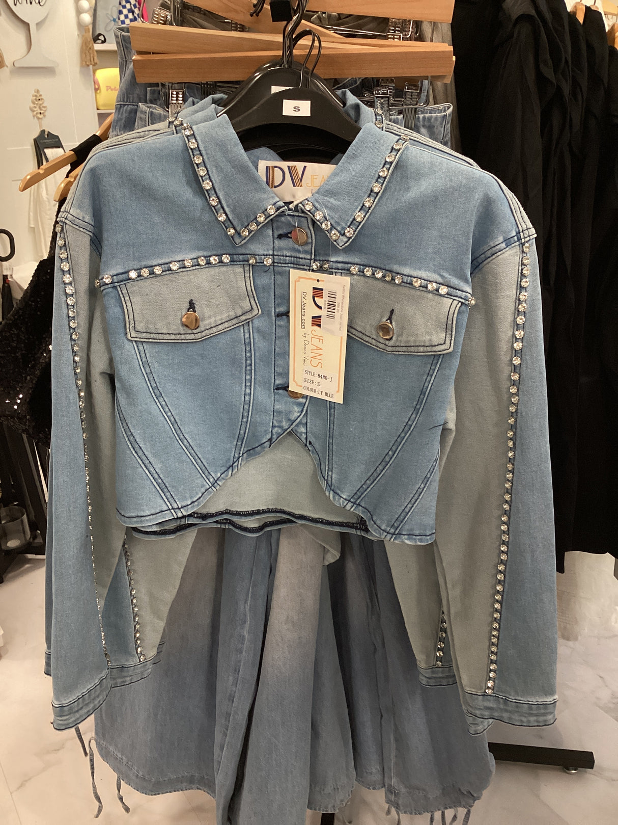 8480J Rhinestone Jean Jacket