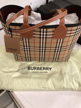 Burberry Embroidered Canvas Medium Leather London Shopping Bag & Pouch