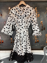 19454 Wht/Blk Print Coat Dress