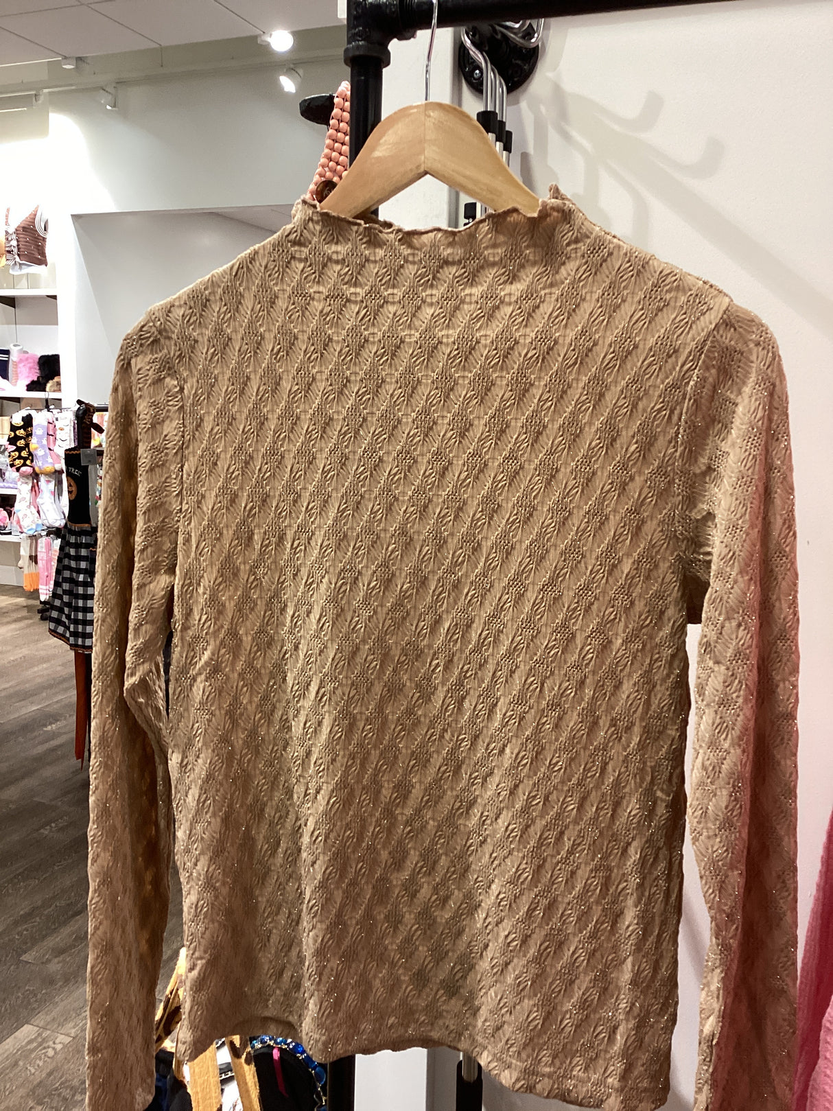 SY9311 Taupe Mock Neck Shine