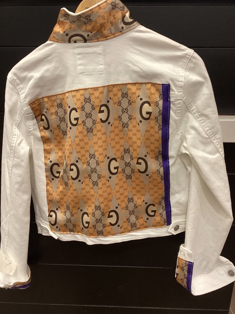 UPCYCLED VINTAGE G WHITE DENIM JACKET