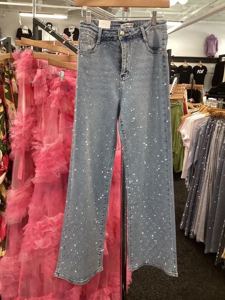 3557 Heart Rhinestone Denim Pants