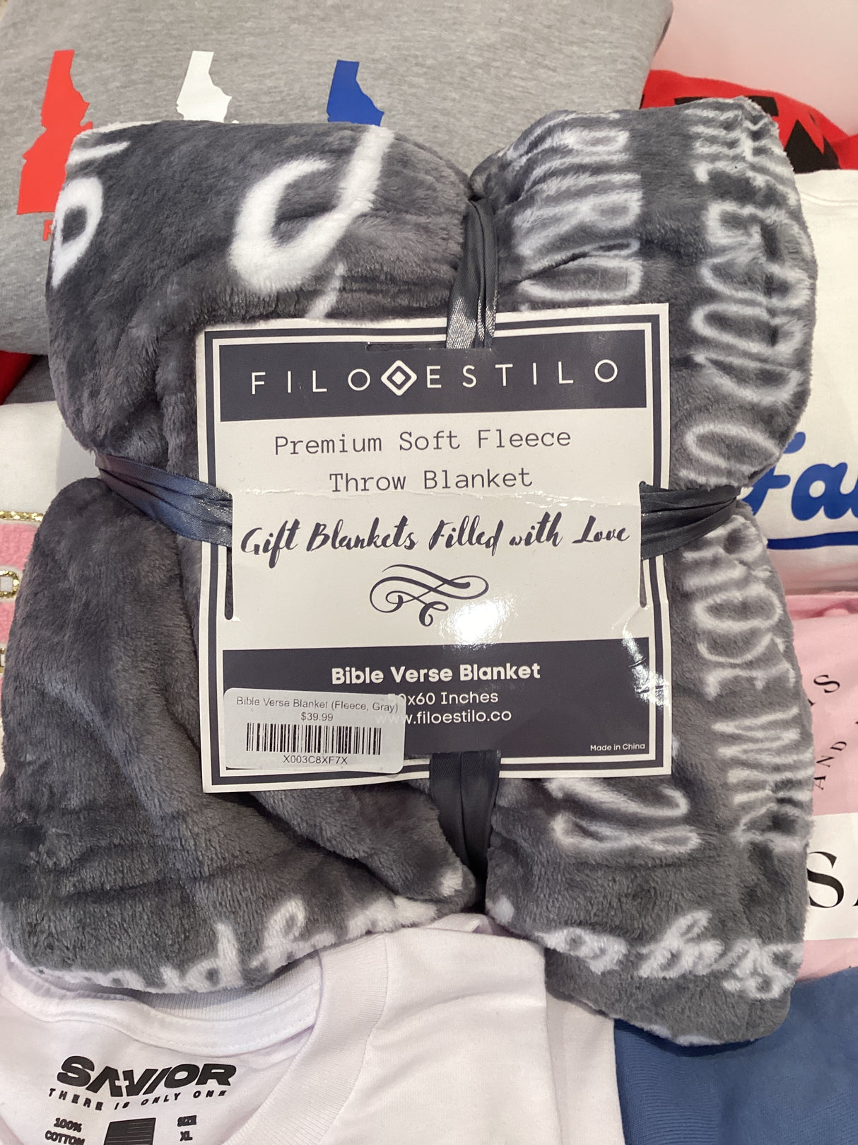 Bible Verse Blanket (Fleece, Gray)