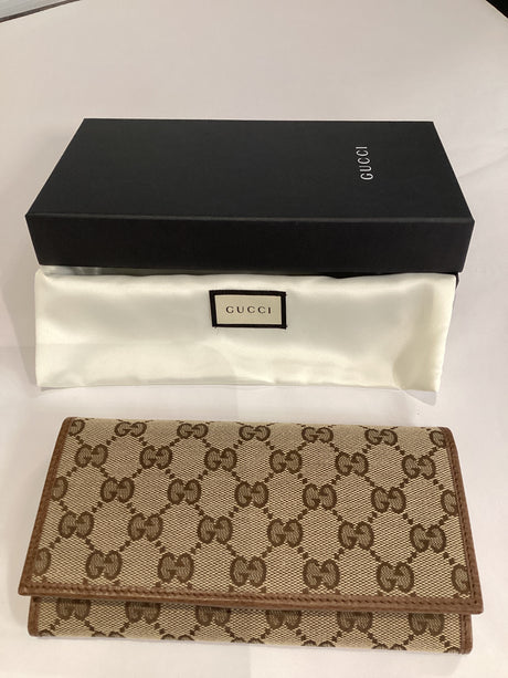 Gucci Brown & Beige Dollar GG Gucci Wallet