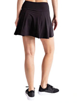 SS7008 Butter Yoga Fabric High Waist Black Pleat Skort