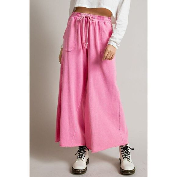 EB40128 WASHED TERRY KNIT WIDE PANTS