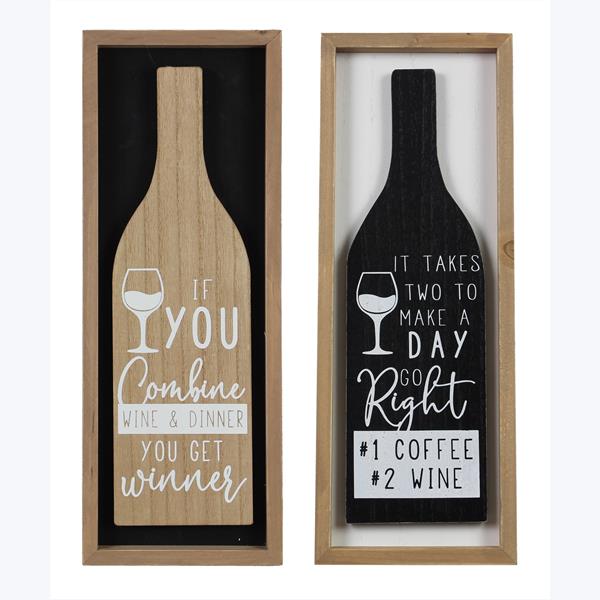 11279 Wood Framed Wine Bottle Hanging