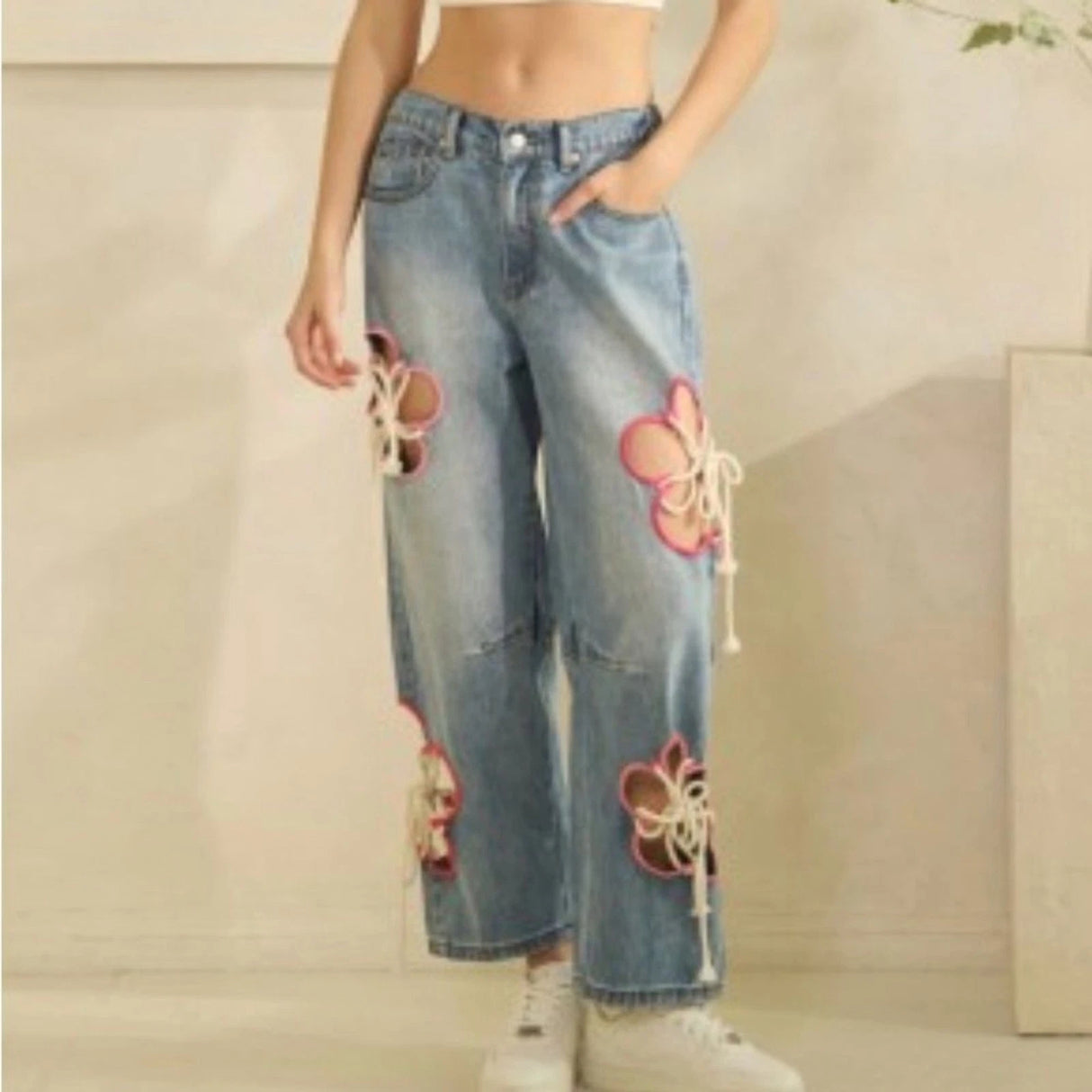 JP1056 - Flower Cutout Jeans