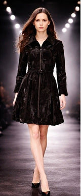 F26008 High Neck Zipper Front Coat/Dress