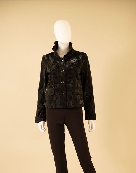 F26011 Wired Collar Button Front Jkt