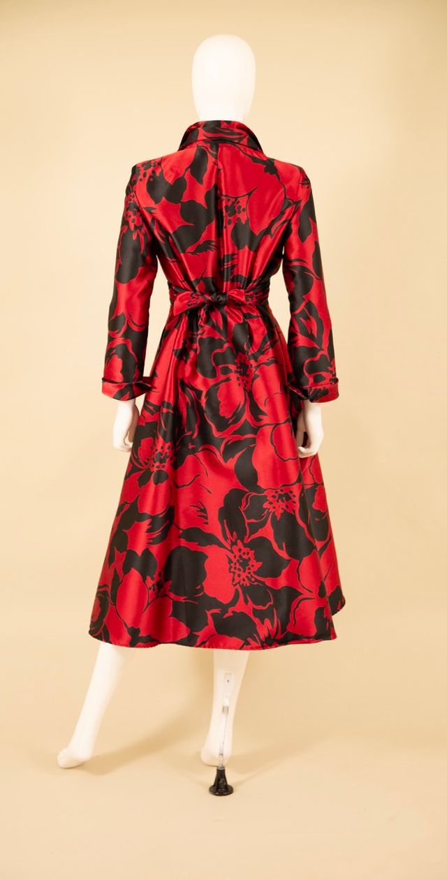F22041 - BLK Red Double Collar Dress