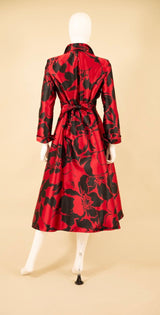 F22041 - BLK Red Double Collar Dress