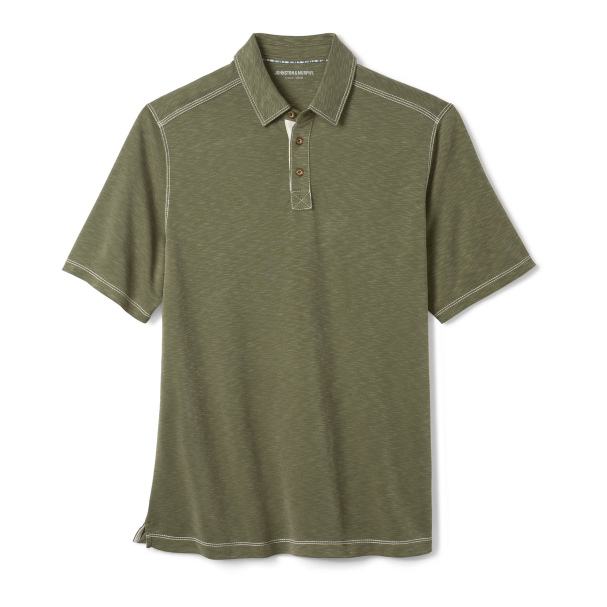 74-9087 Vintage Slub Polo-Olive by Johnston & Murphy