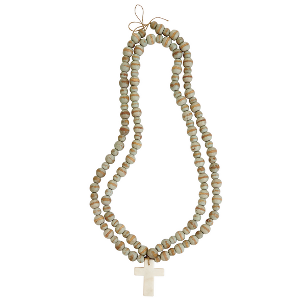 CROSS DECORATIVE WHITE BEADS