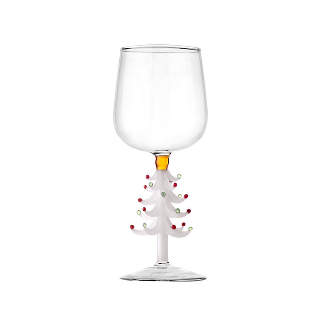 Wine Glass With Stem In White Christmas Tree Shape