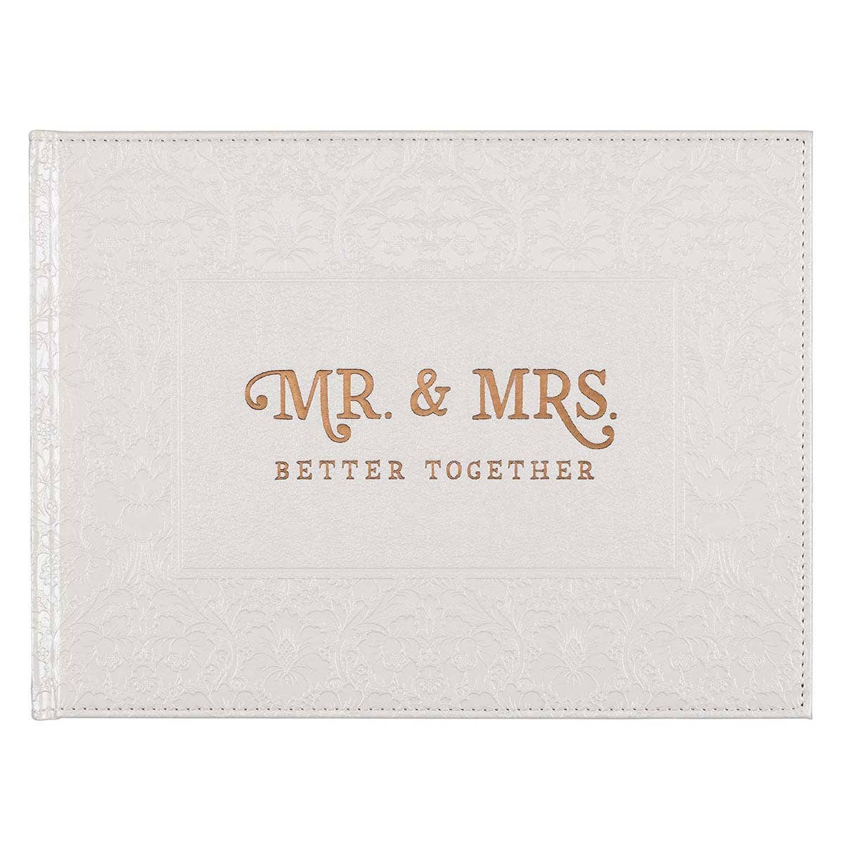 Mr. & Mrs. Medium White Faux Leather Wedding Guest Book