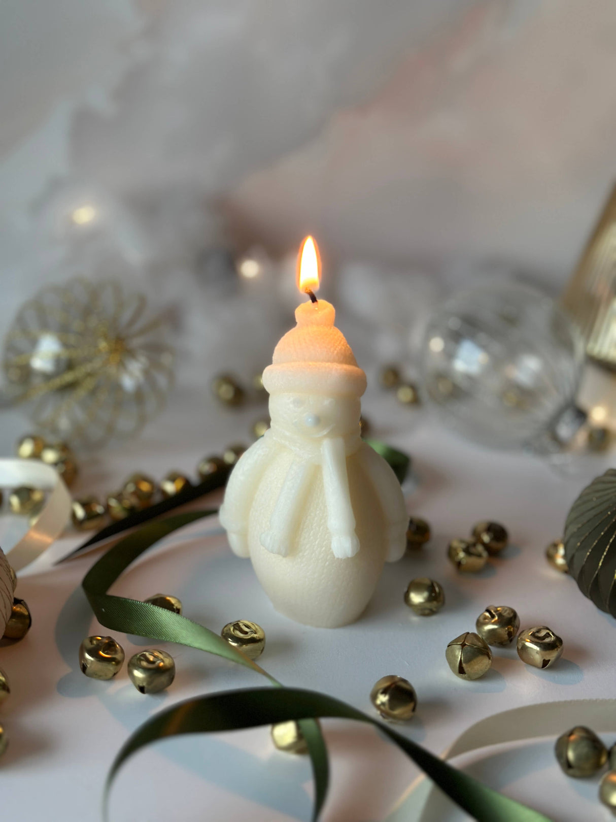 Snowman | Holiday Candles | Winter Home Decor | Handmade: Fraser Fir / Cream (natural soy color)