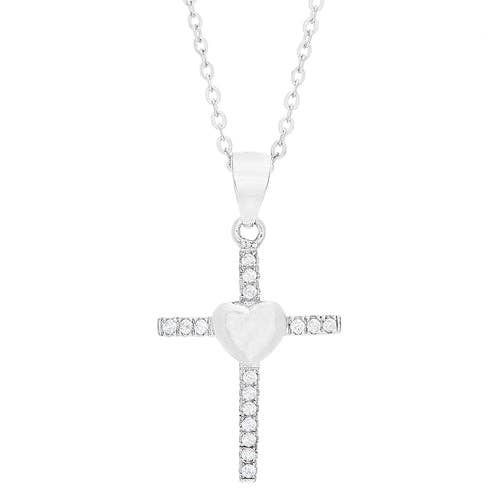 Sterling Silver Heart Cross Necklace