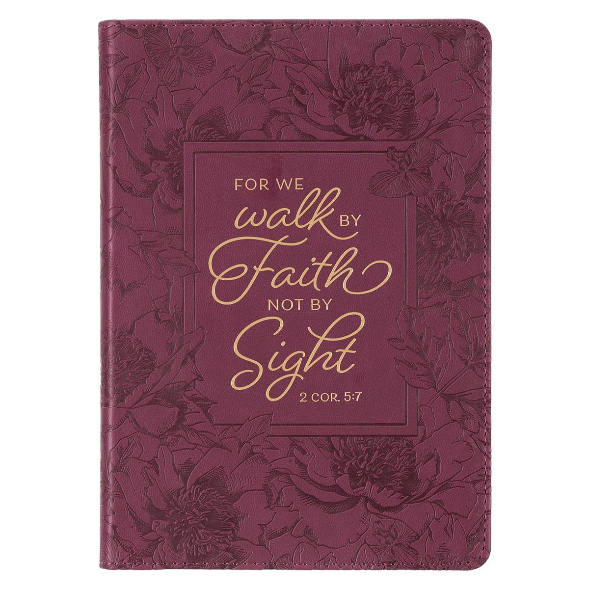Walk by Faith Floral Berry Faux Leather Classic Journal - 2 Corinthians 5:7
