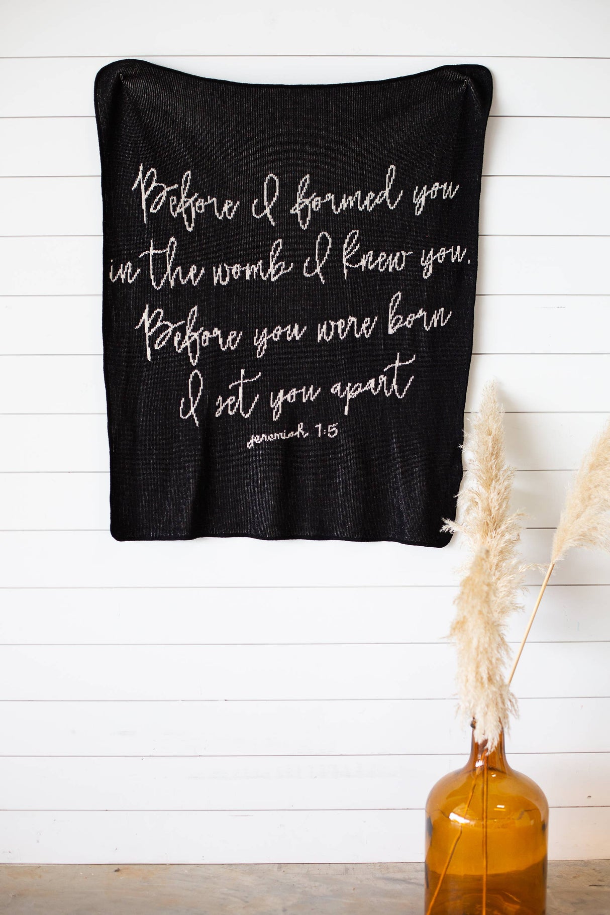 Made in the USA | Jeremiah 1:5 Throw Blanket  | Black: Throw Size 50"x60" / Black