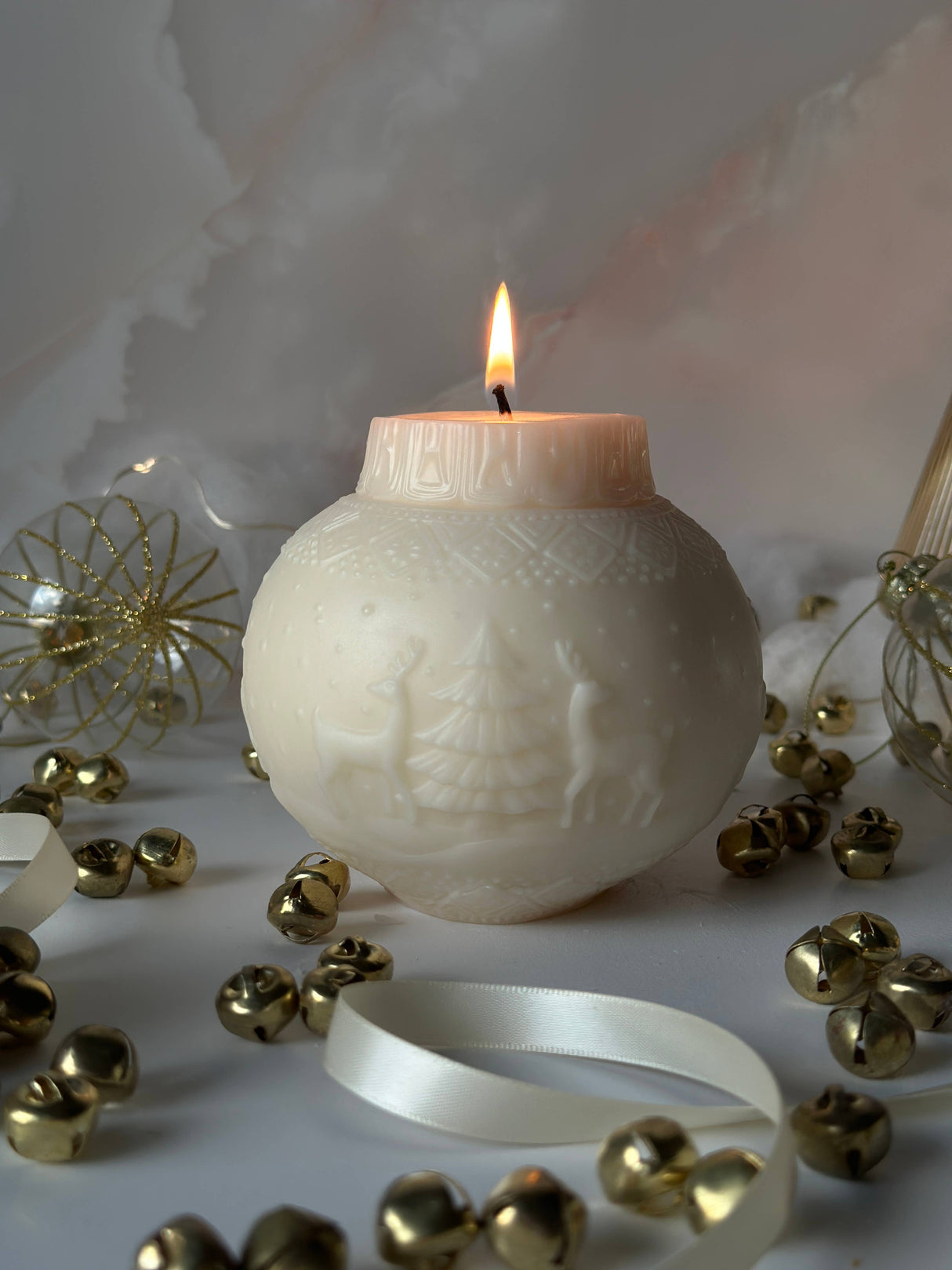 Christmas Ball - Deers | Holiday Decor | Christmas Candles: Christmas Hearth / Light Gray