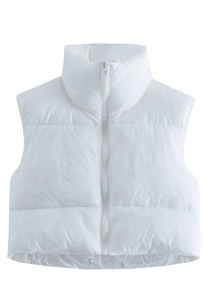 Plain Open Zipper Down Cropped Vest ZZKF518