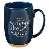 Wings Like Eagles Navy Blue Ceramic Coffee Mug with Exposed